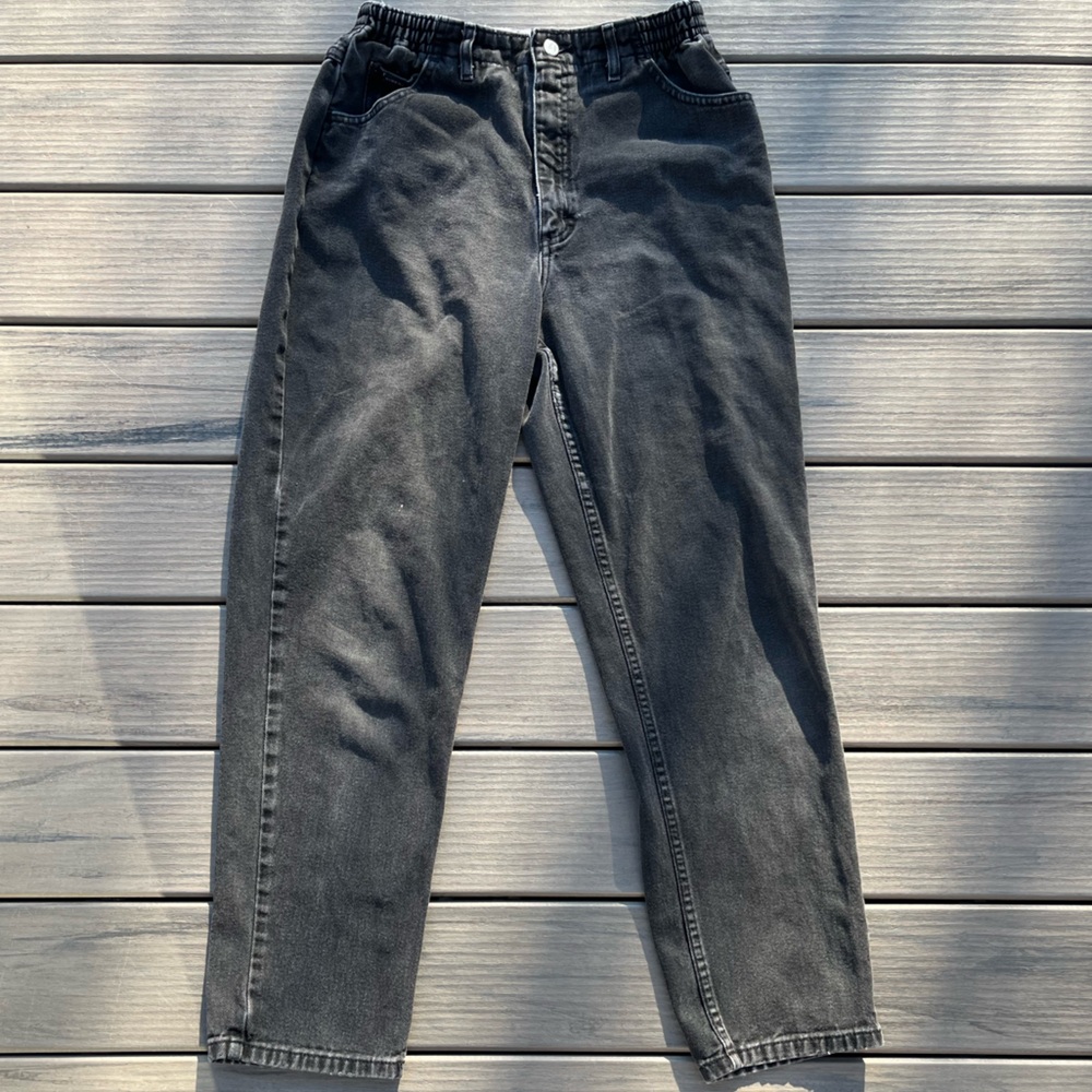 Denim Riders; Deep Grey/Black Denim; Minor Distress; Casual Relaxed Jeans
